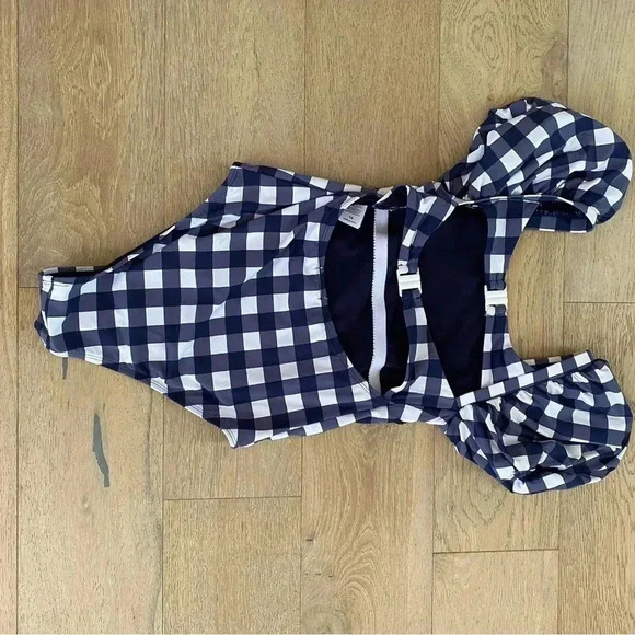 Habitual Kids Gingham Puff Sleeve One Piece Swimsuit Blue Size 14 - Picture 3 of 5